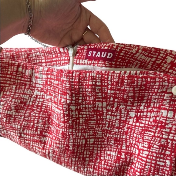 STAUD Red and White Tweed Buttoned Garment Skirt Size L - Picture 9 of 10